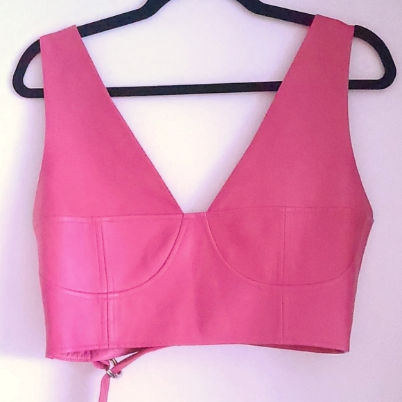 Pink leather adjustable bustier top - Picture 9 of 10